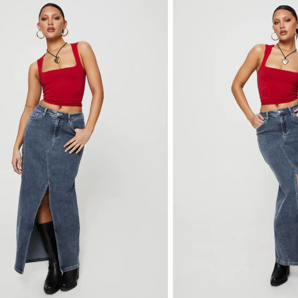 Princess Polly Denim Maxi Skirt